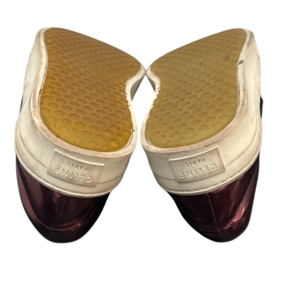 Authentic Celine Paris luxury designer metallic leather platform sneakers sz 7 - Picture 9 of 11